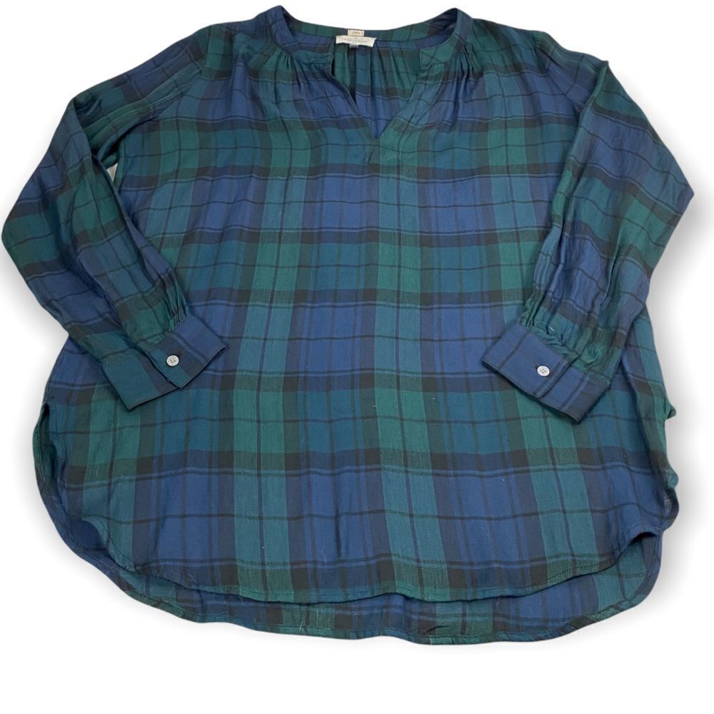 Loft Women's Blackwatch Plaid Softened Shirt size Small
